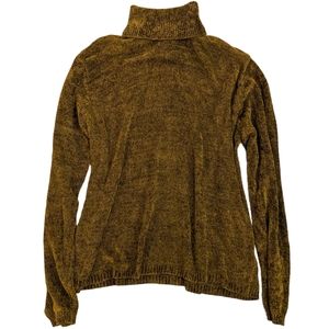 (2/$25) Pierre Cardin ribbed knit velour turtleneck sweater golden caramel